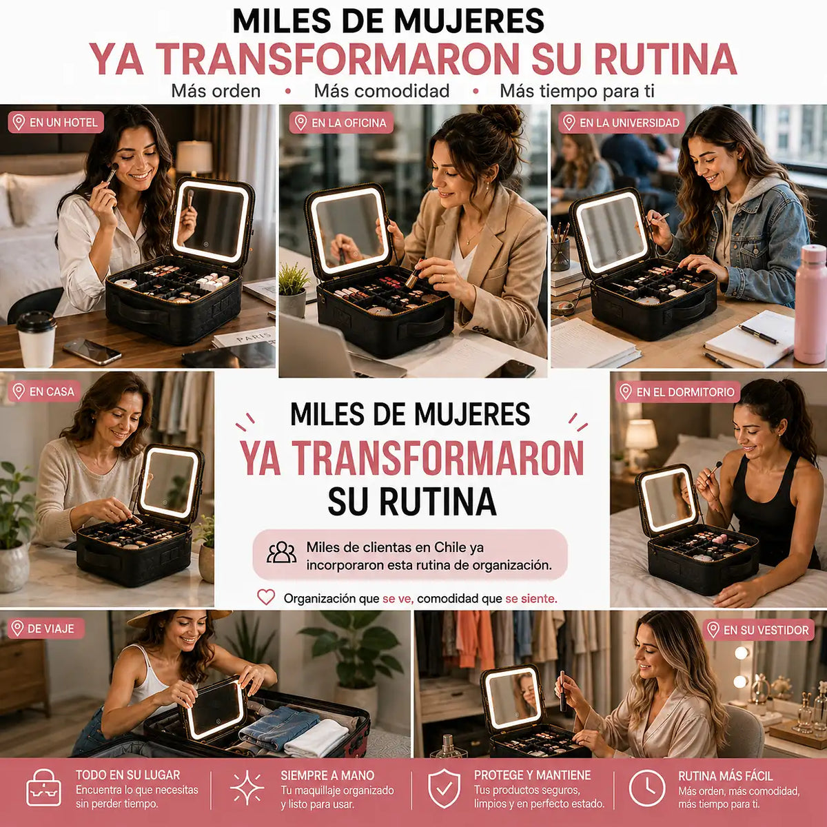 LumiCase™ Estuche de Maquillaje con Espejo LED