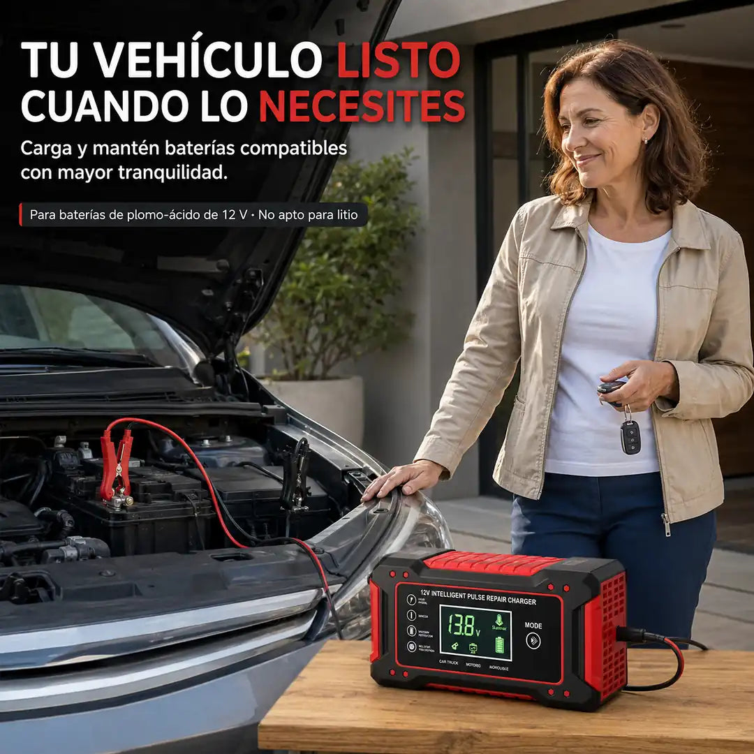 RutaLista 12V™ Cargador y Mantenedor de Baterías