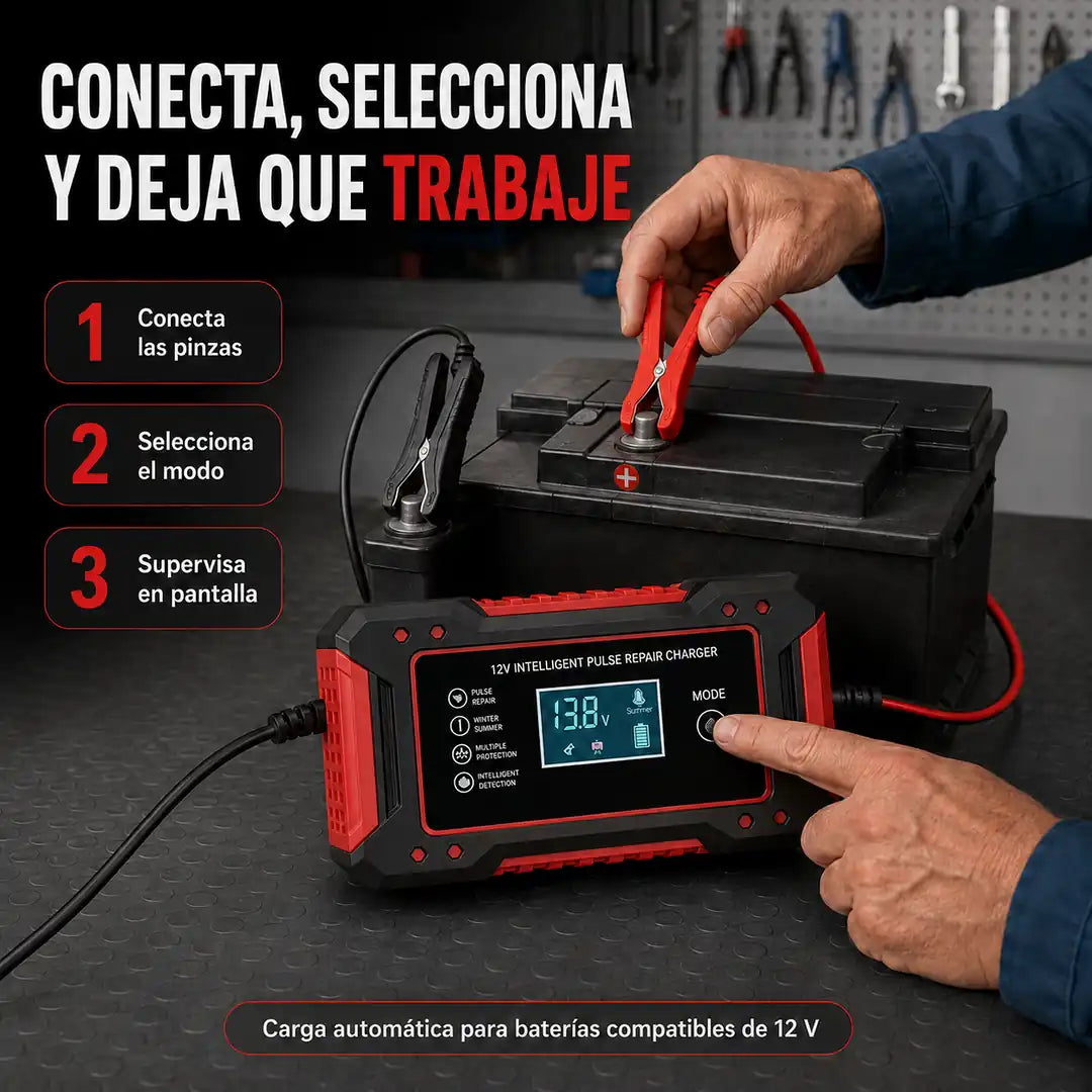 RutaLista 12V™ Cargador y Mantenedor de Baterías